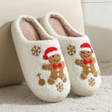 Unisex Gingerbread Man Christmas Chic Cotton Slippers