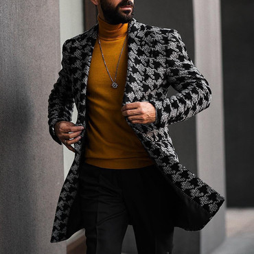 Men's Casual Business Houndstooth Chic Coat