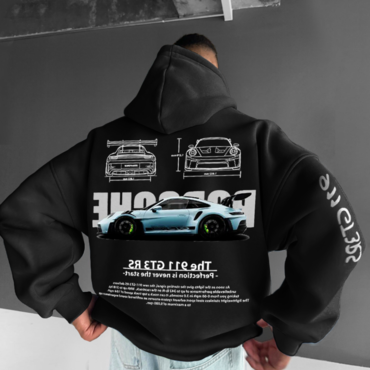 Oversized Street Racing Graphic Print Chic Hoodie