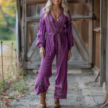 Vintage Western Ethnic Print Chic Jumpsuit