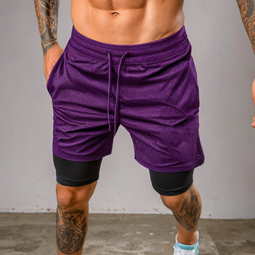 Men's Casual Sports Fitness Chic Double Layer Shorts