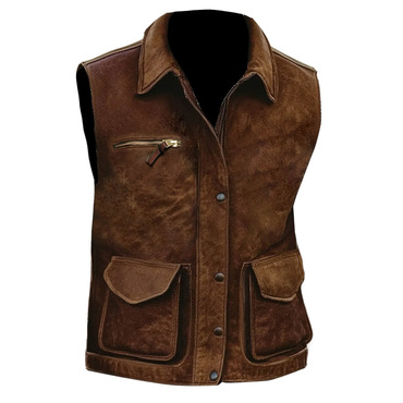 Men's Vintage Suede Multi-pocket Chic Outdoor Motorcycle Lapel Vest Jacket