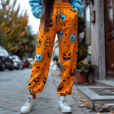 Halloween Pumpkin Pattern Women's Chic Jogger Casual Pants