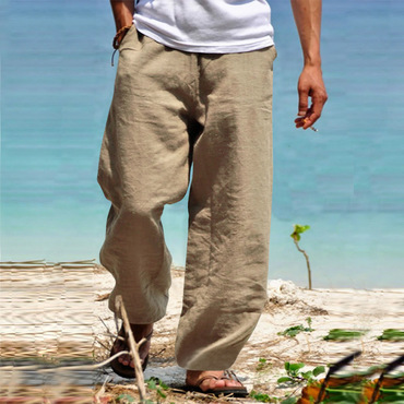 Mens Cotton And Linen Chic Summer Beach Loose Pants