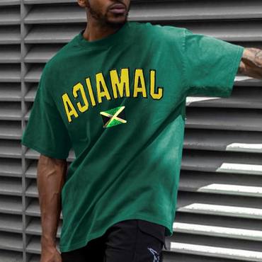 Unisex Vintage Jamaican Football Print Chic T-shirt