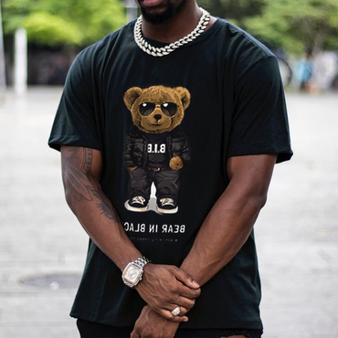 Men's Vintage Teddy Bear Print Chic T-shirt