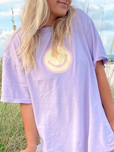 Women's Don't Forget To Chic Smile Print Oversized T-shirt