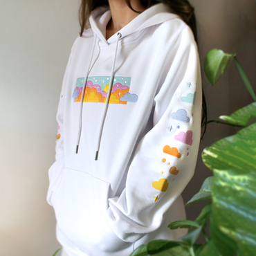 Womens Colorful Cloud Embroidered Chic Hoodie