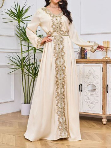 Stylish Arabic Muslim Embroidered Chic Abaya Dress