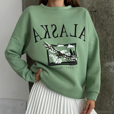 Women's Printed Casual Crew Neck Chic Sweatshirt