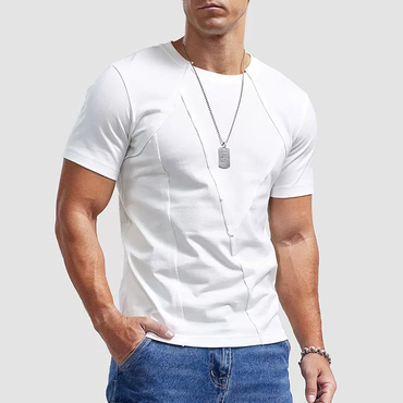 Men's Casual Diamond Pattern Chic Slim Fit Cotton T-shirt