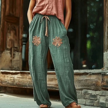 Women's Linen Bohemian Wide-leg Chic Trousers