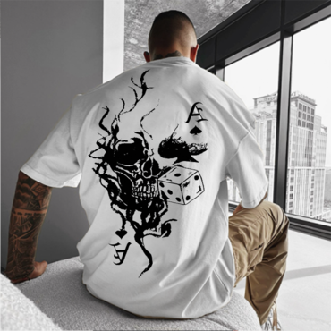 Men's T-shirt Ghost Pattern Chic Round Neck Short Sleeve Top Street Fashion Clothing