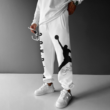 Fashionable Casual Basketball Print Chic Men's Sweatpants