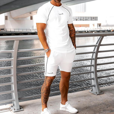 Casual Retro Solid Color Chic Mens Sports Summer Suit