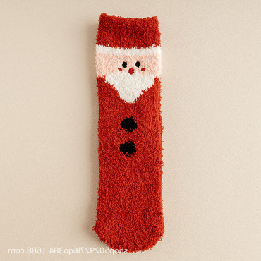 Unisex Christmas Gift Coral Chic Fleece Cute Sleeping Socks