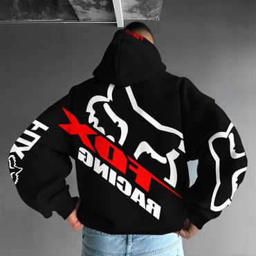 Oversize Racing Print Chic Hoodie