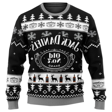 Unisex Whiskey Print Crew Neck Chic Ugly Christmas Sweatshirt