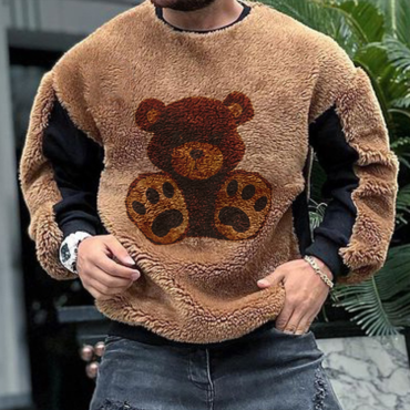 Casual Teddy Panel Plush Chic Sweatshirt