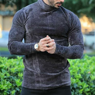 Men's Warm Velvet Slim Chic Fit Casual Long Sleeve T-shirt