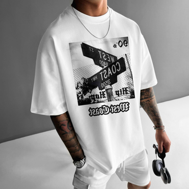 Unisex Casual Oversized West Chic Coast Print T-shirt