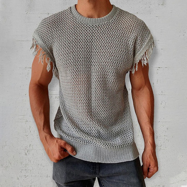 Men's Fringed Sheer Sleeveless Chic Top