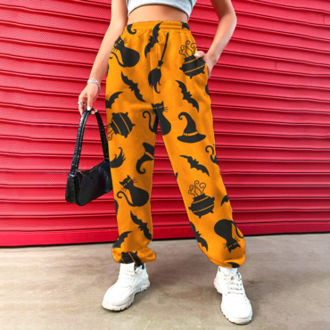 Halloween Pattern Women's Casual Chic Pants Drawstring Pants Jogging Pants Casual