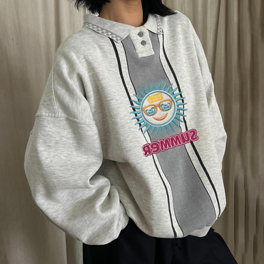 Vintage Sun Letter Print Chic Oversized Sweatshirt