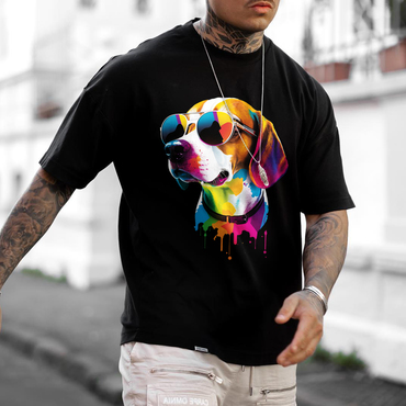 Colorful Beagle Wearing Sunglasses Chic T-shirt