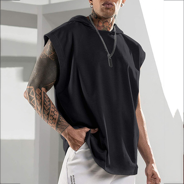 Loose Hooded Sleeveless Sports Chic Fitness Shirt