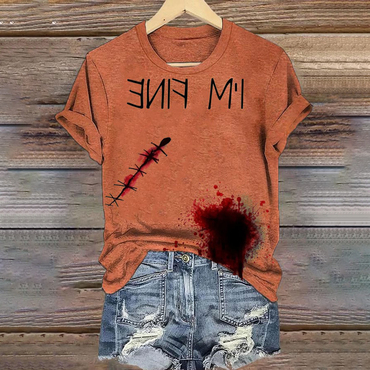 Women's Halloween Im Fine Chic Printed Casual T-shirt