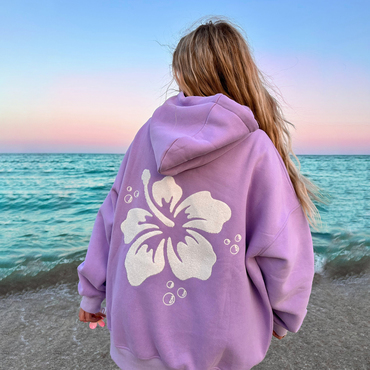 Hibiscus Flower Towel Embroider Chic Hoodie