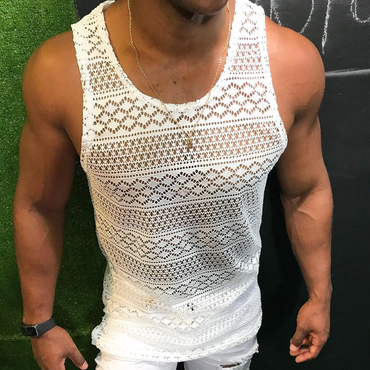 Patterned Grid See-through Sexy Chic Tank Top