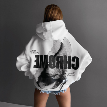 Oversize Chrome Butterfly Chic Hoodie