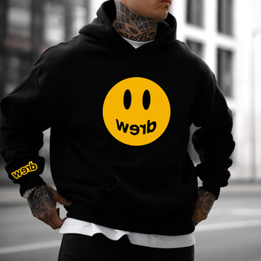 Unisex Oversized Smiley Print Chic Hoodie