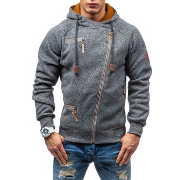 Men's Hooded Personalized Side Chic Zip Jacket